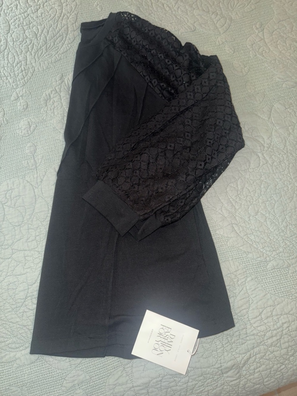 Black Lace Sleeve Women's Top - Classic Long Sleeve NWT - Picture 3 of 4